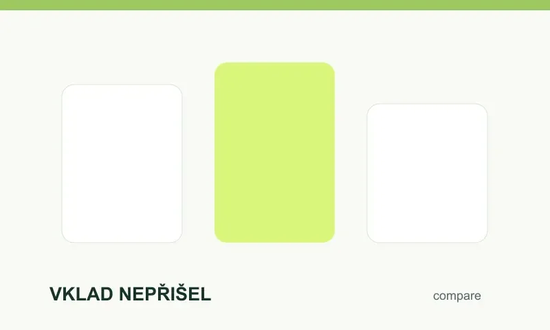 Tři sloupce pro porovnání stavů nedokončeného vkladu