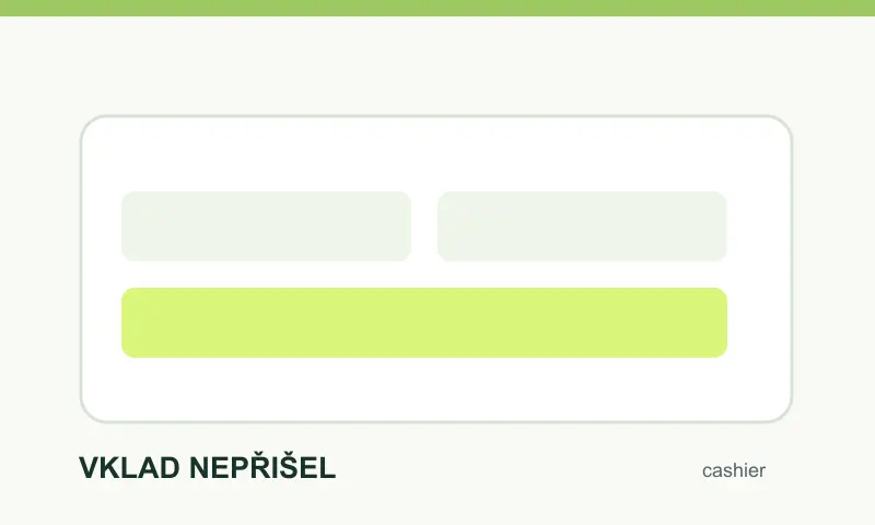 Výběr metody Vklad nepřišel v platebním postupu